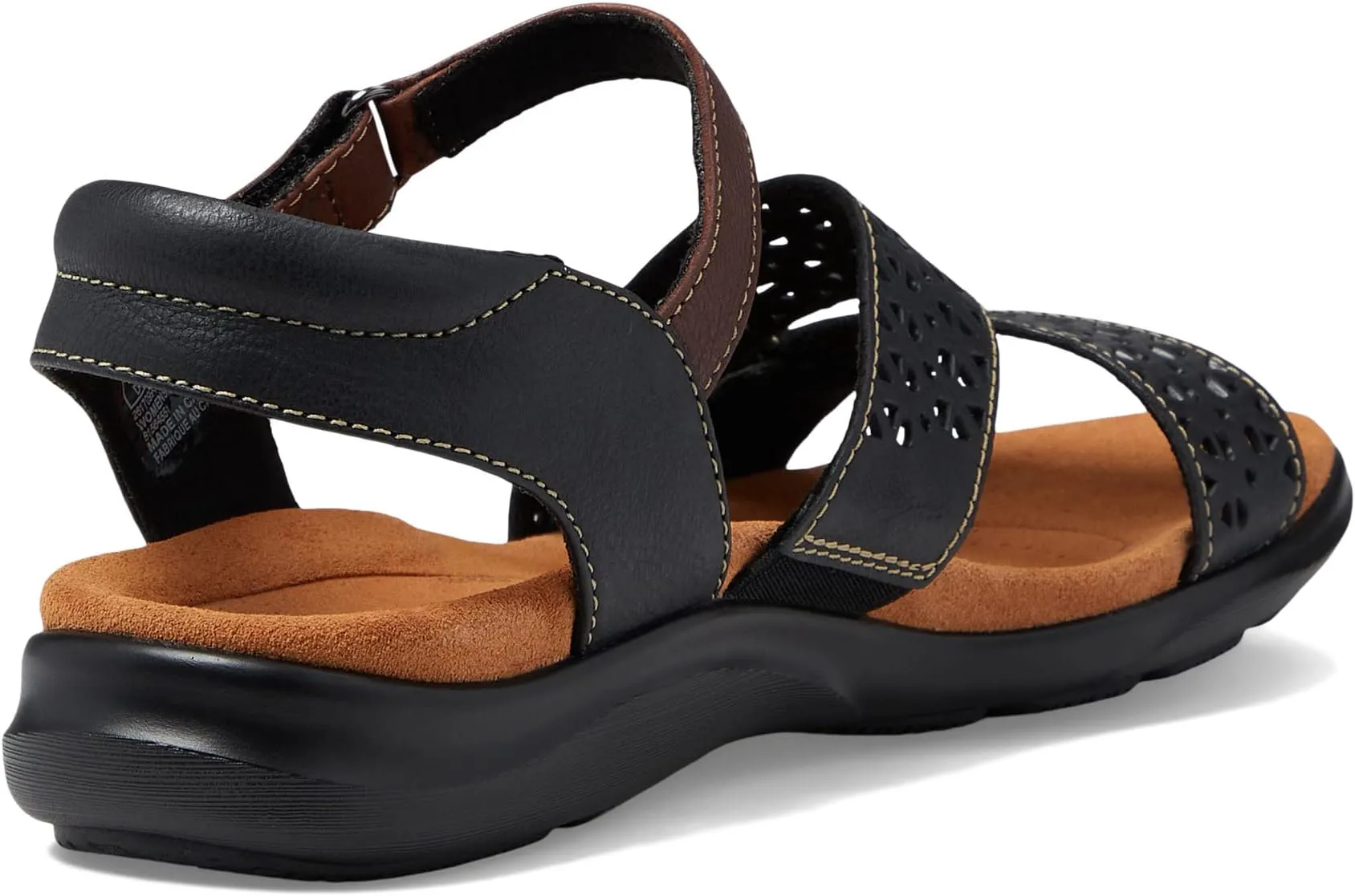 Kitly Way Clarks Flat Sandals, Black Leather