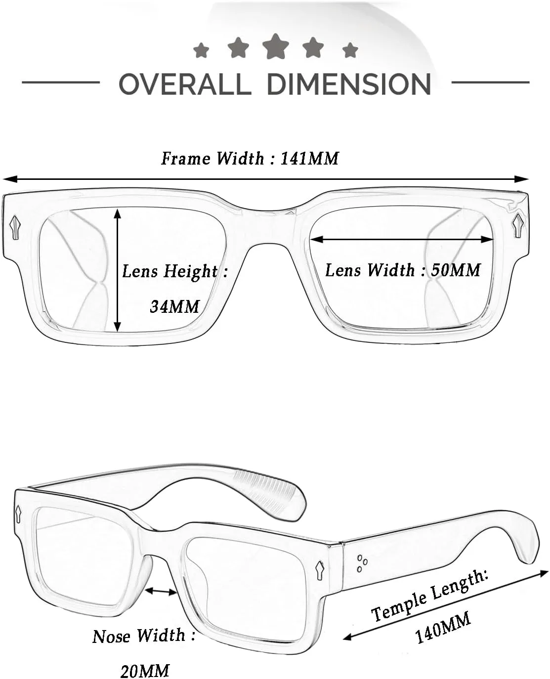 Kursan Square Thick Frame Black Sunglasses for Men Women Trendy Rectangle Sun Glasses Shades UV400 Protection