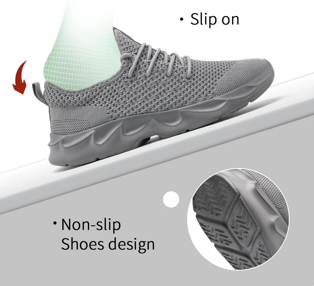 Mens Walking Shoes Slip On Tennis Non Slip Sneakers Outdoor Running Sports Trainers Athletic Sneaker Road Casual Workout Lightweight Shoes