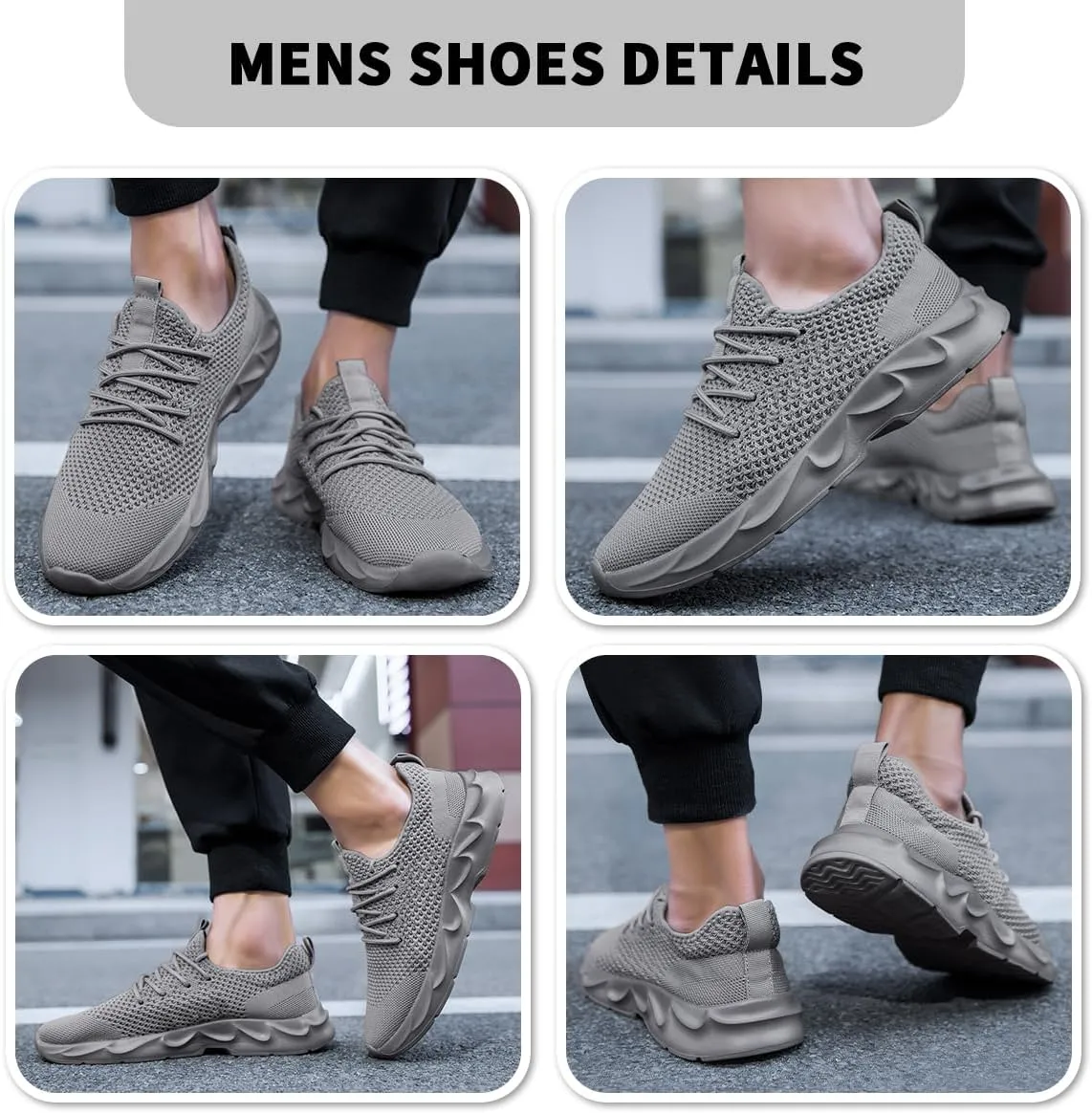 Mens Walking Shoes Slip On Tennis Non Slip Sneakers Outdoor Running Sports Trainers Athletic Sneaker Road Casual Workout Lightweight Shoes