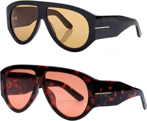 OSAGAMA Trendy Retro Oversized Aviator Sunglasses for Women Men 70s Luxury Designer Thick Classic Sun Glasses