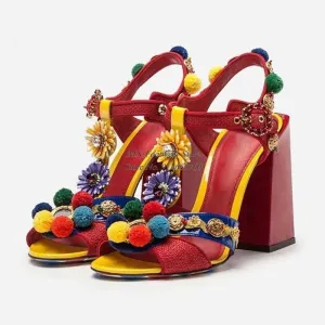 Pom Pom Glitz Square Heels