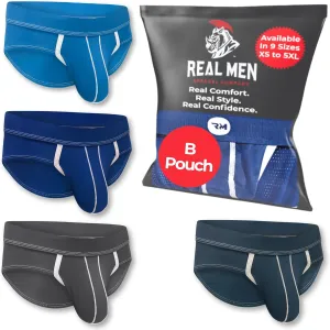 Real Men Bulge Enhancing Pouch Underwear for Men ?C 1 and 4 Pack Set - Nylon Sports Briefs ABCD Pouch