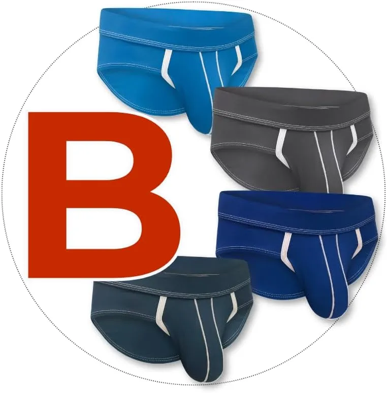 Real Men Bulge Enhancing Pouch Underwear for Men ?C 1 and 4 Pack Set - Nylon Sports Briefs ABCD Pouch