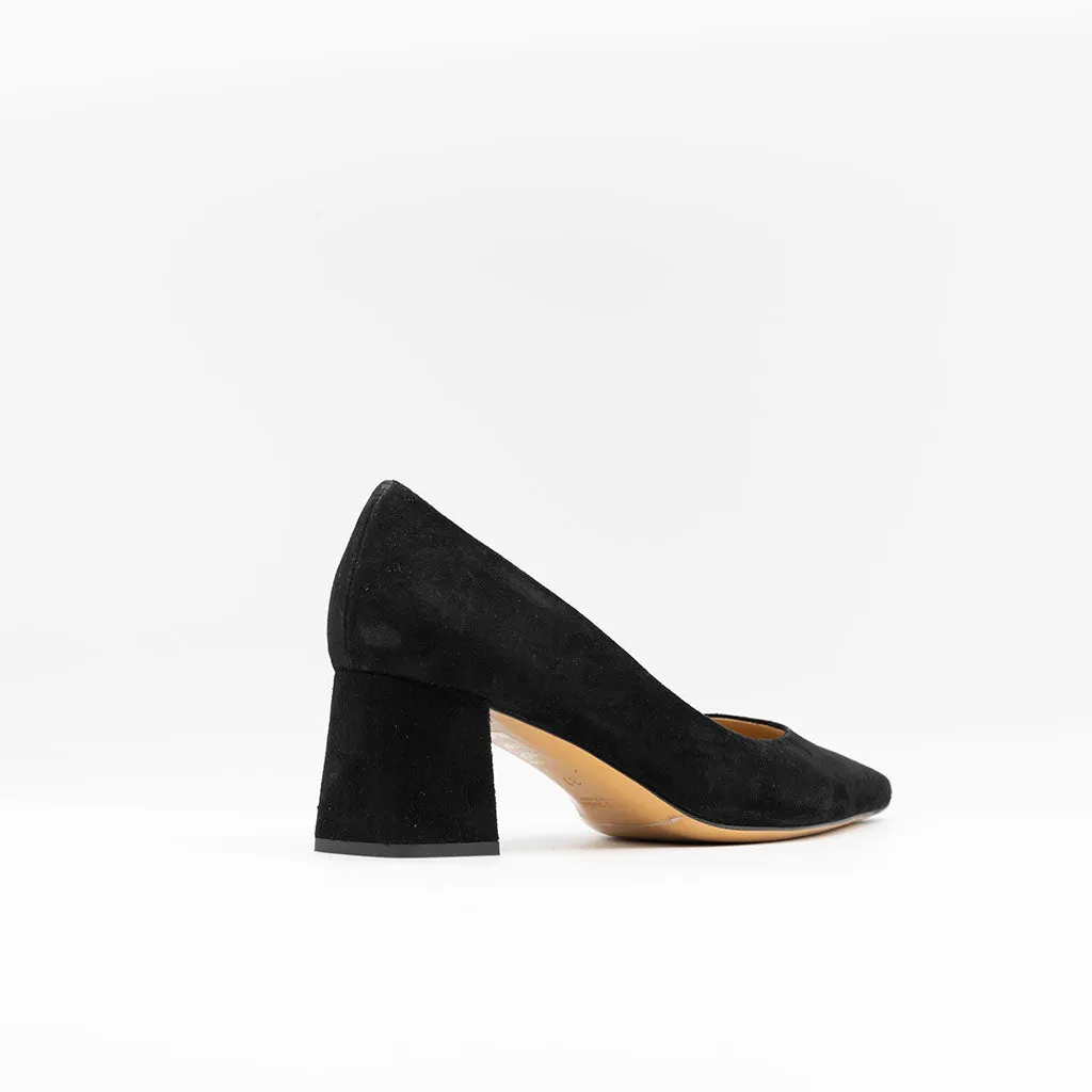 Slanted Block Heeled Pumps in Black