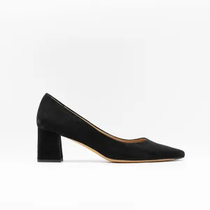 Slanted Block Heeled Pumps in Black