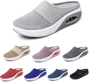 SOLPNOW Women's Air Cushion Slip-on Orthopedic Diabetic Walking Shoes,Breathable with Arch Support Wedge Platform Slipper