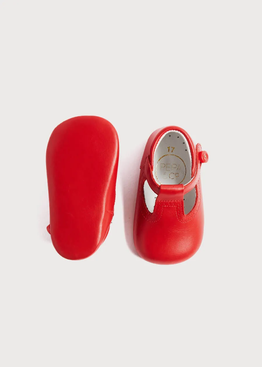 T-Bar Pram Shoes in Red (17-20EU)