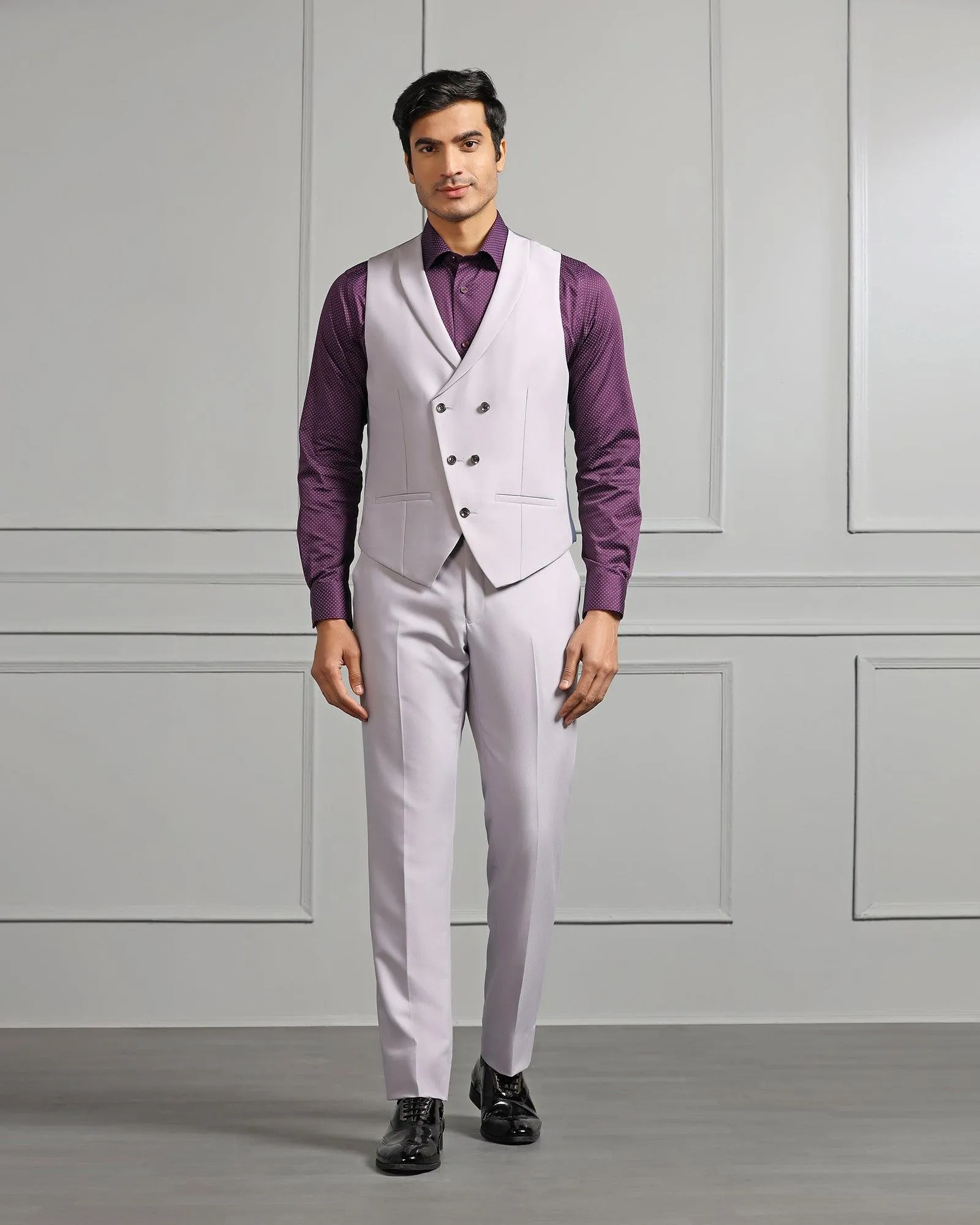 Three Piece Lavender Solid Formal Suit - Raylit