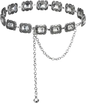 TOPACC Western Metal Concho Belt for Women Cowgirl Chain Belts for Dresses Jeans Country Concert Outfit