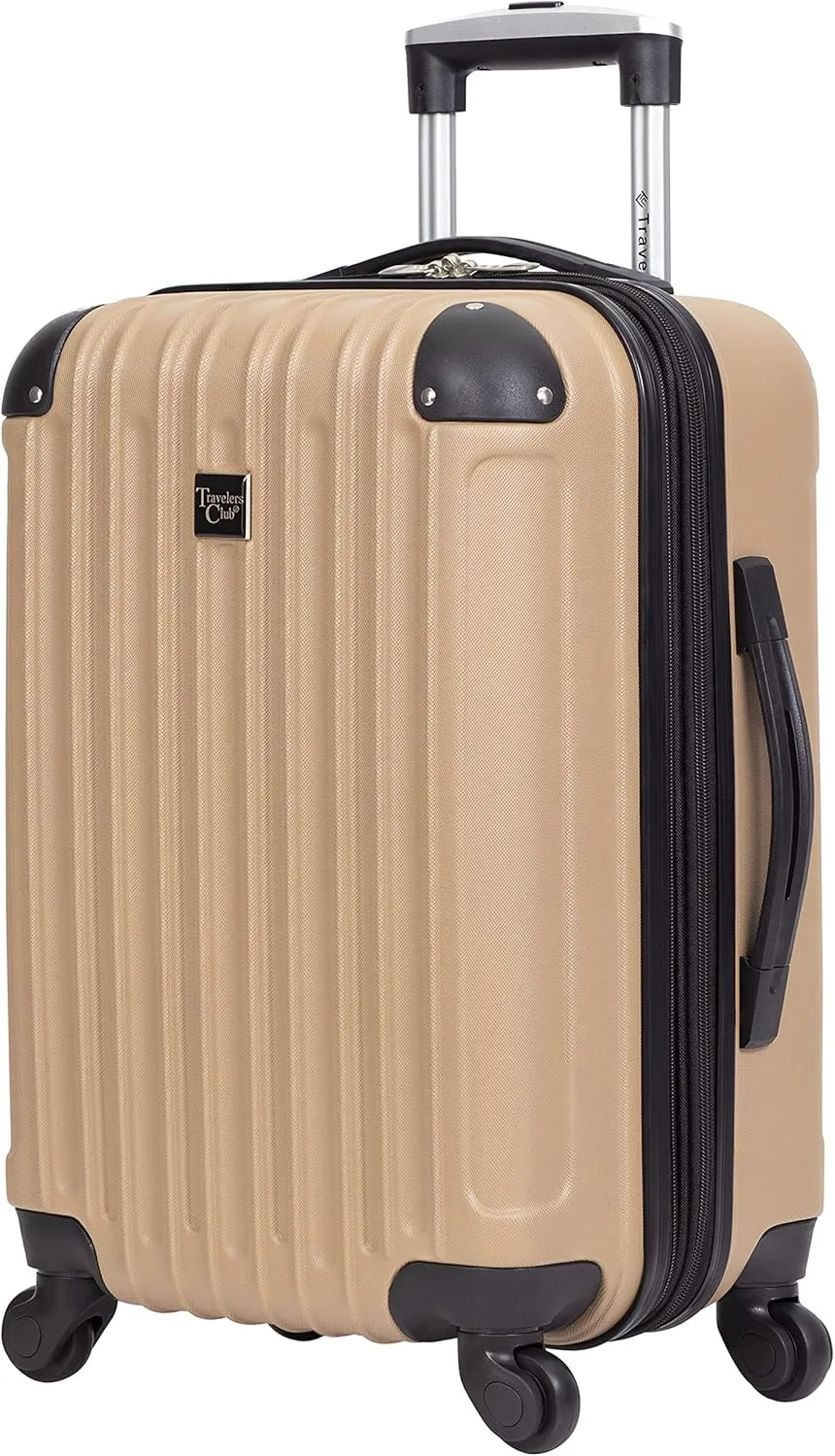 Travelers Club Midtown Hardside Luggage Travel, Tan, 4-Piece Set