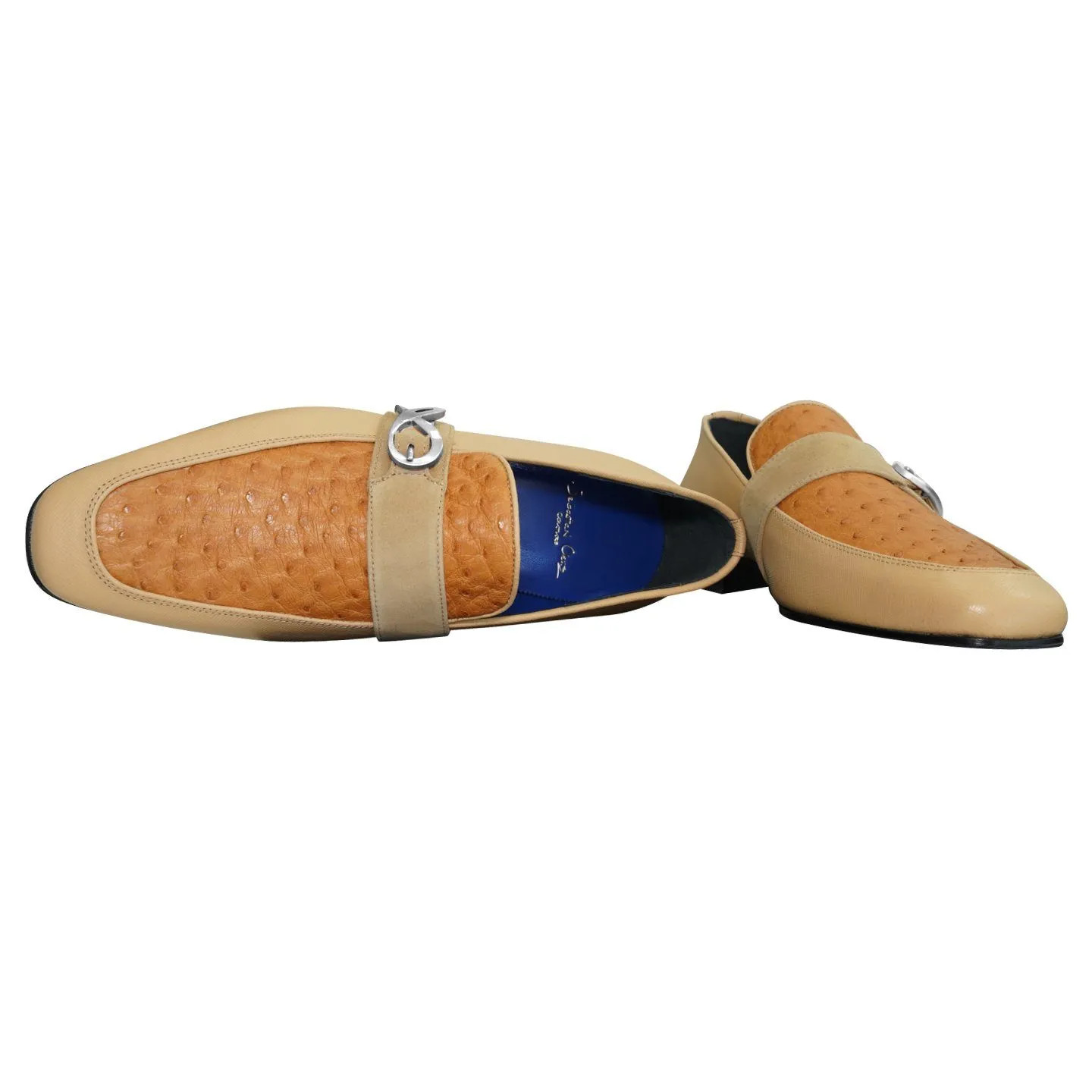 Tuscan Ostrich Monk Silver Loafer