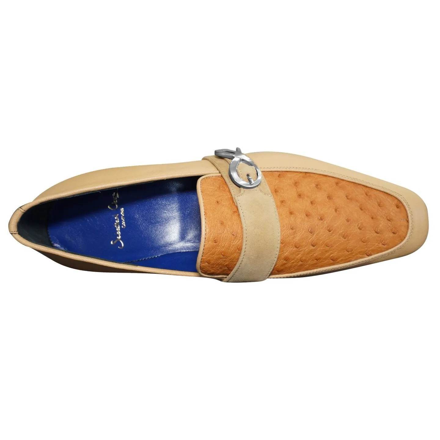 Tuscan Ostrich Monk Silver Loafer