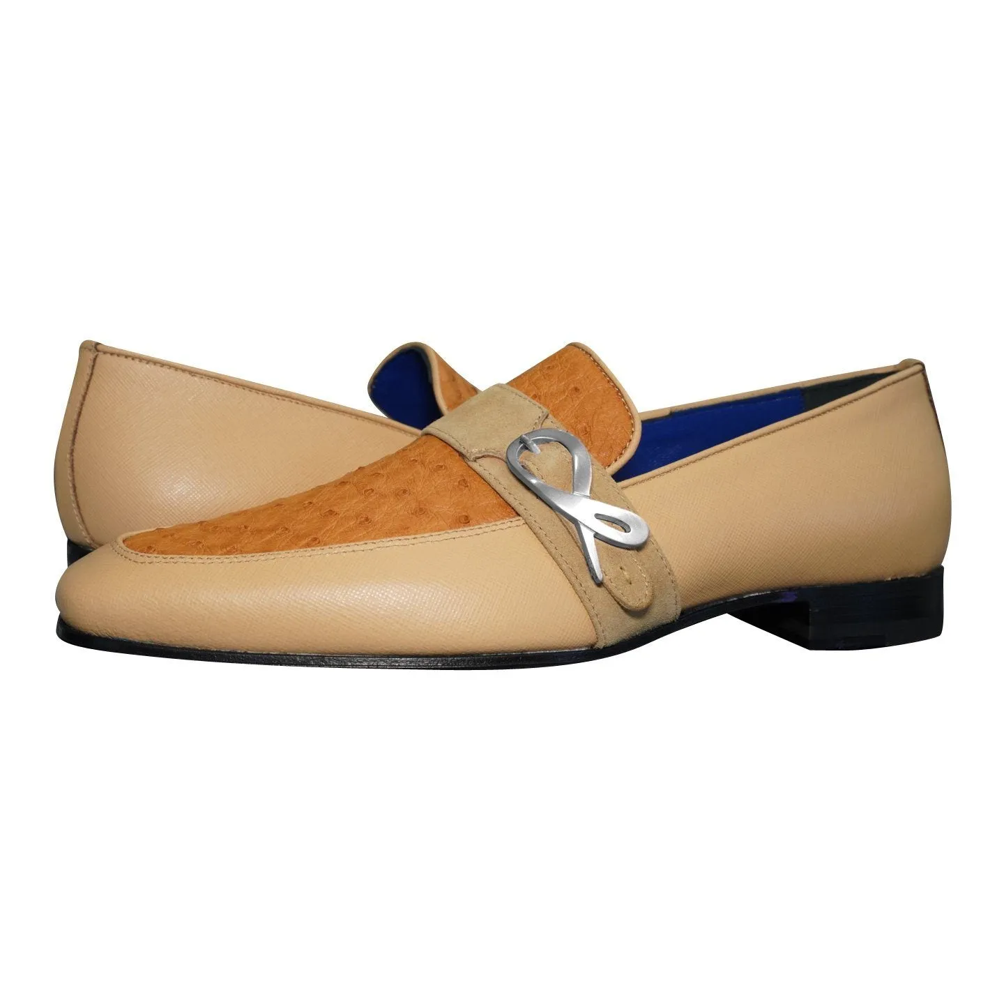 Tuscan Ostrich Monk Silver Loafer
