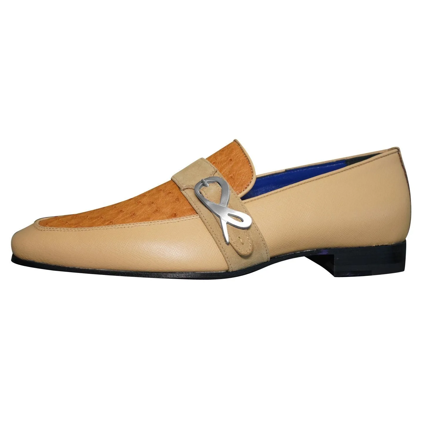 Tuscan Ostrich Monk Silver Loafer