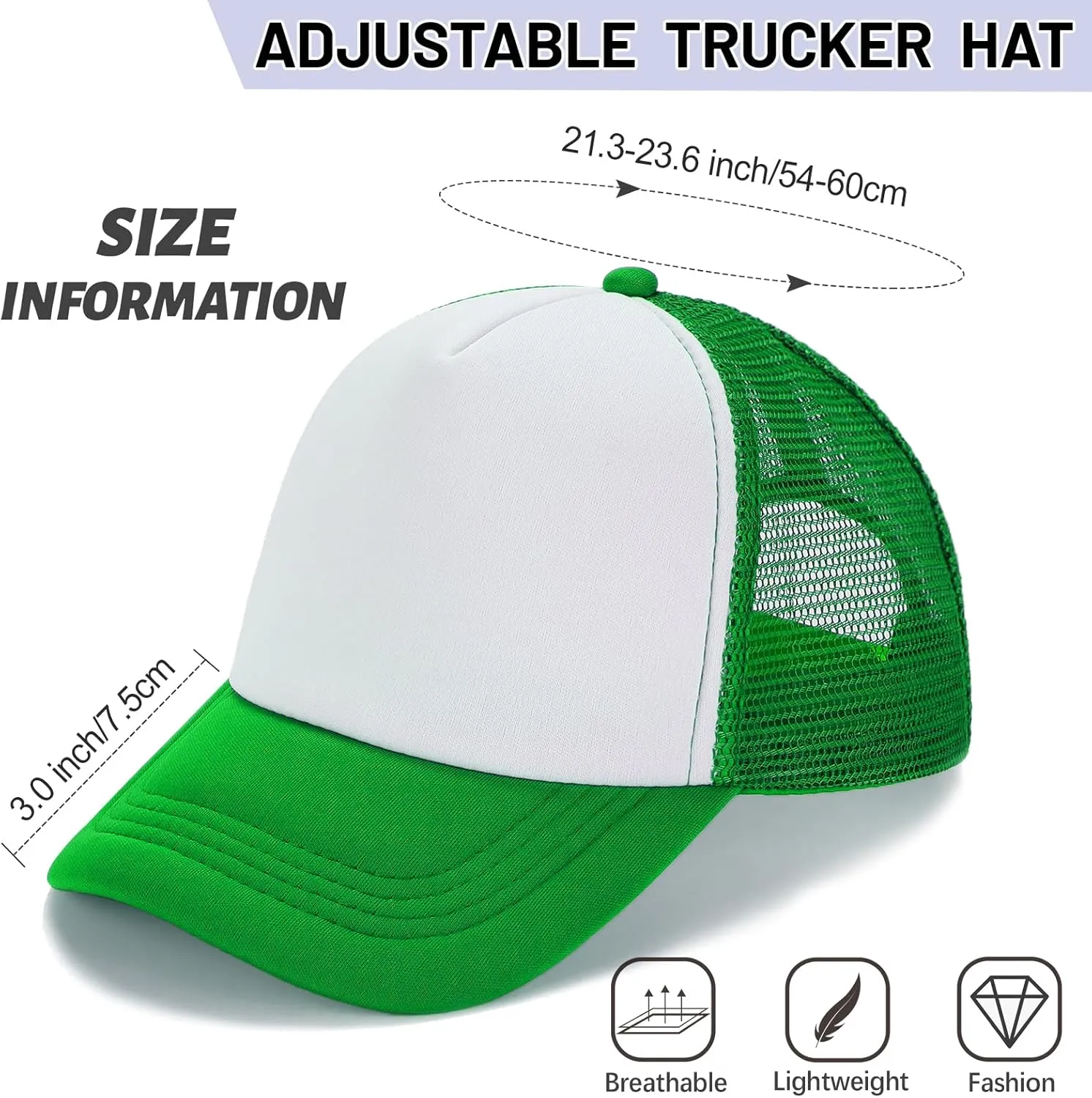Ultrafun 10 Pack Trucker Hat Mesh Sublimation Blank Hats Adjustable Baseball Caps Hats for Men Women