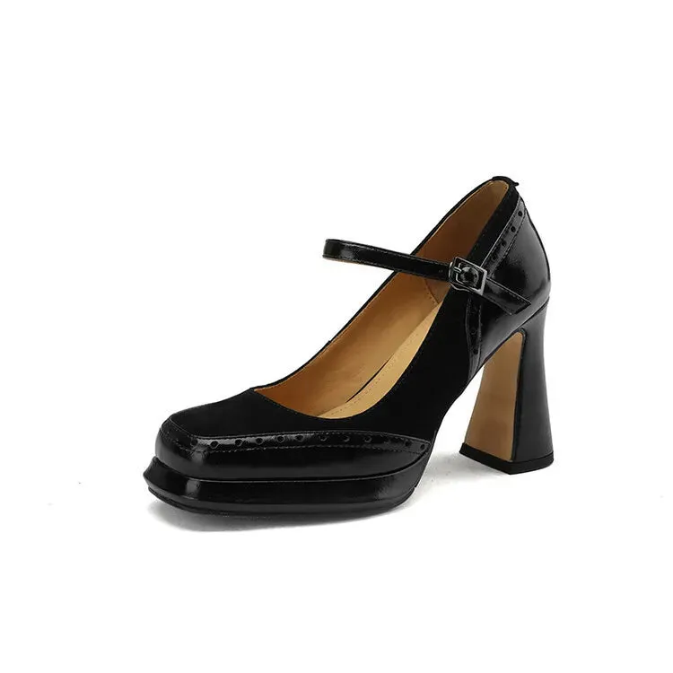 Vintage High Heels Mary Jane Shoes for Women Fashion Platform Pumps Woman Goth Buckle Strap Thick-Heeled Party Shoes Female