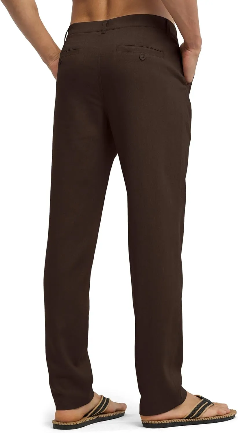 Willit Men's Linen Pants Casual Linen Dress Pants Beach Summer Lightweight Trousers 28" 30" 32"