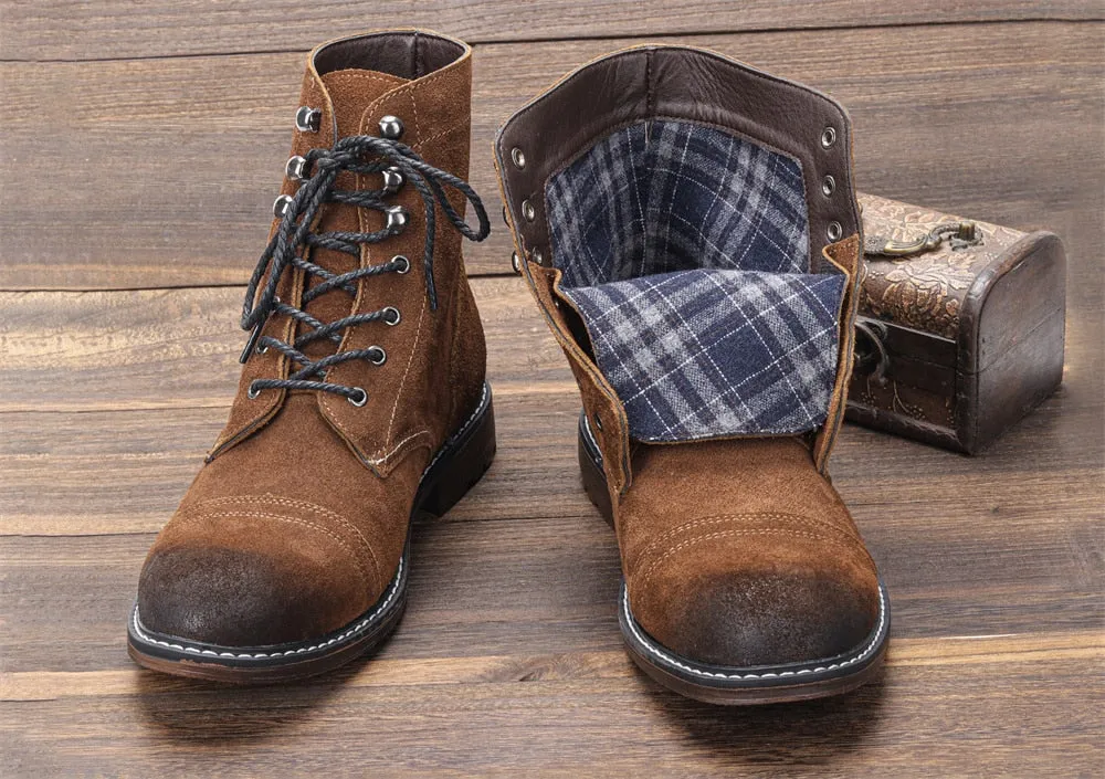 Yeknu 40-48 Genuine Leather Boots Retro Autumn Winter Brand Comfortable Men Boots #DX8102