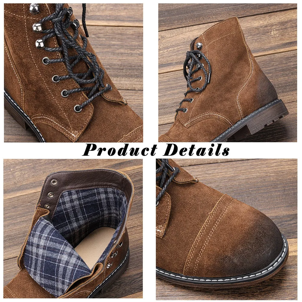 Yeknu 40-48 Genuine Leather Boots Retro Autumn Winter Brand Comfortable Men Boots #DX8102