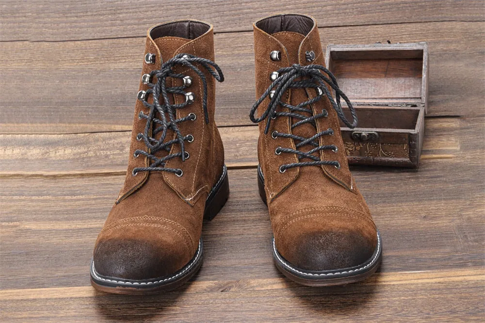 Yeknu 40-48 Genuine Leather Boots Retro Autumn Winter Brand Comfortable Men Boots #DX8102