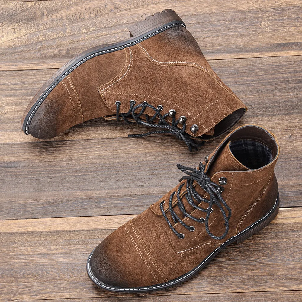 Yeknu 40-48 Genuine Leather Boots Retro Autumn Winter Brand Comfortable Men Boots #DX8102