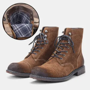 Yeknu 40-48 Genuine Leather Boots Retro Autumn Winter Brand Comfortable Men Boots #DX8102