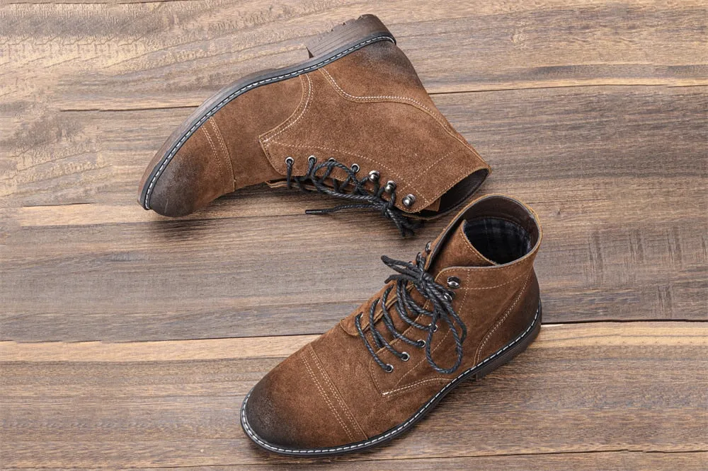 Yeknu 40-48 Genuine Leather Boots Retro Autumn Winter Brand Comfortable Men Boots #DX8102