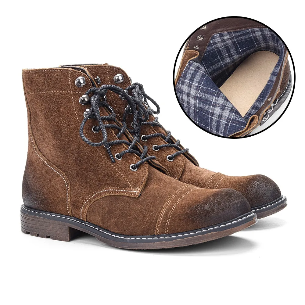Yeknu 40-48 Genuine Leather Boots Retro Autumn Winter Brand Comfortable Men Boots #DX8102
