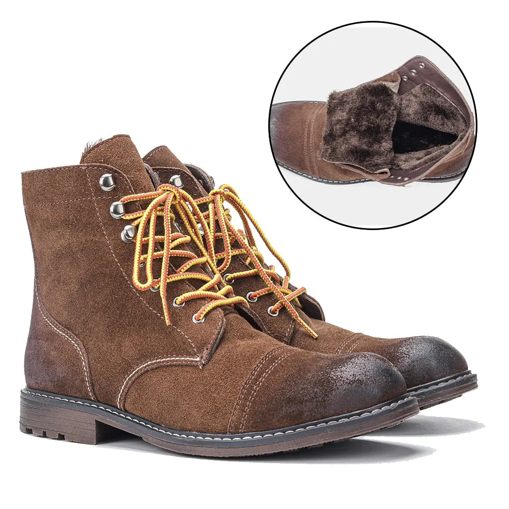 Yeknu 40-48 Genuine Leather Boots Retro Autumn Winter Brand Comfortable Men Boots #DX8102