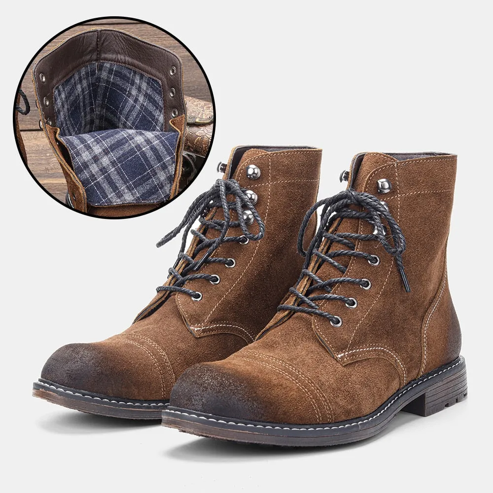 Yeknu 40-48 Genuine Leather Boots Retro Autumn Winter Brand Comfortable Men Boots #DX8102
