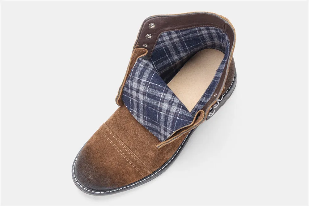 Yeknu 40-48 Genuine Leather Boots Retro Autumn Winter Brand Comfortable Men Boots #DX8102