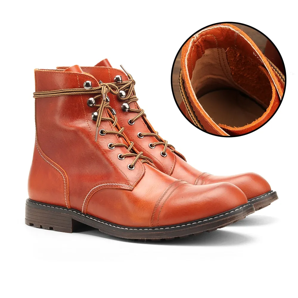 Yeknu 40-48 Genuine Leather Boots Retro Autumn Winter Brand Comfortable Men Boots #DX8102