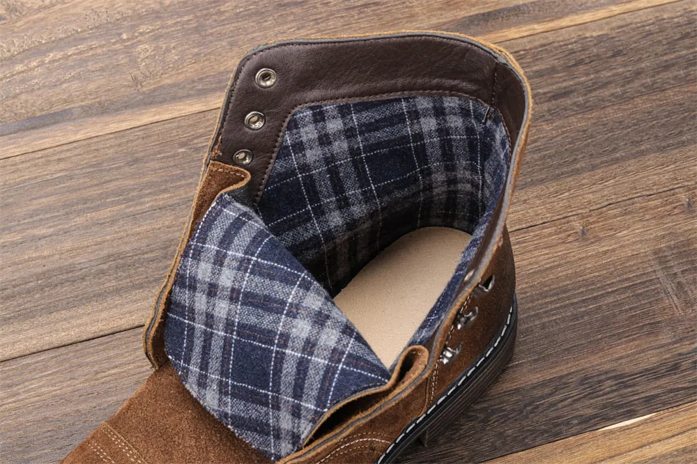 Yeknu 40-48 Genuine Leather Boots Retro Autumn Winter Brand Comfortable Men Boots #DX8102