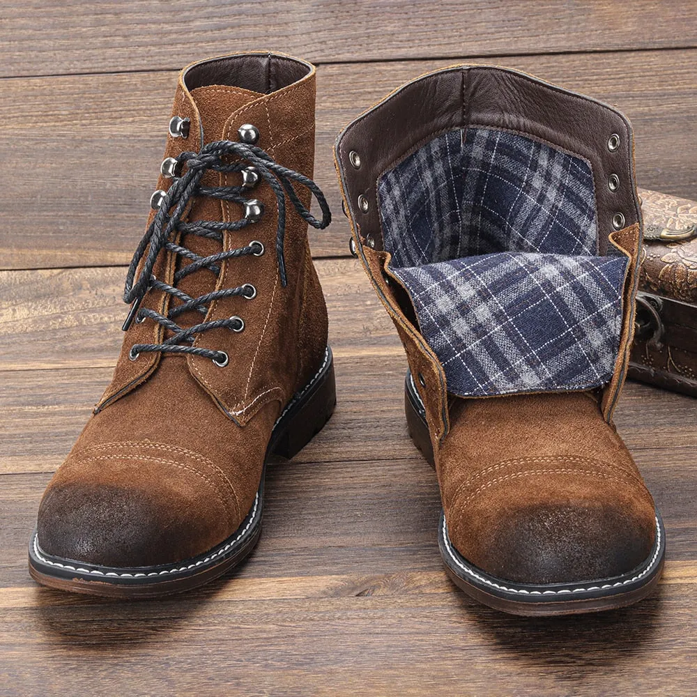 Yeknu 40-48 Genuine Leather Boots Retro Autumn Winter Brand Comfortable Men Boots #DX8102