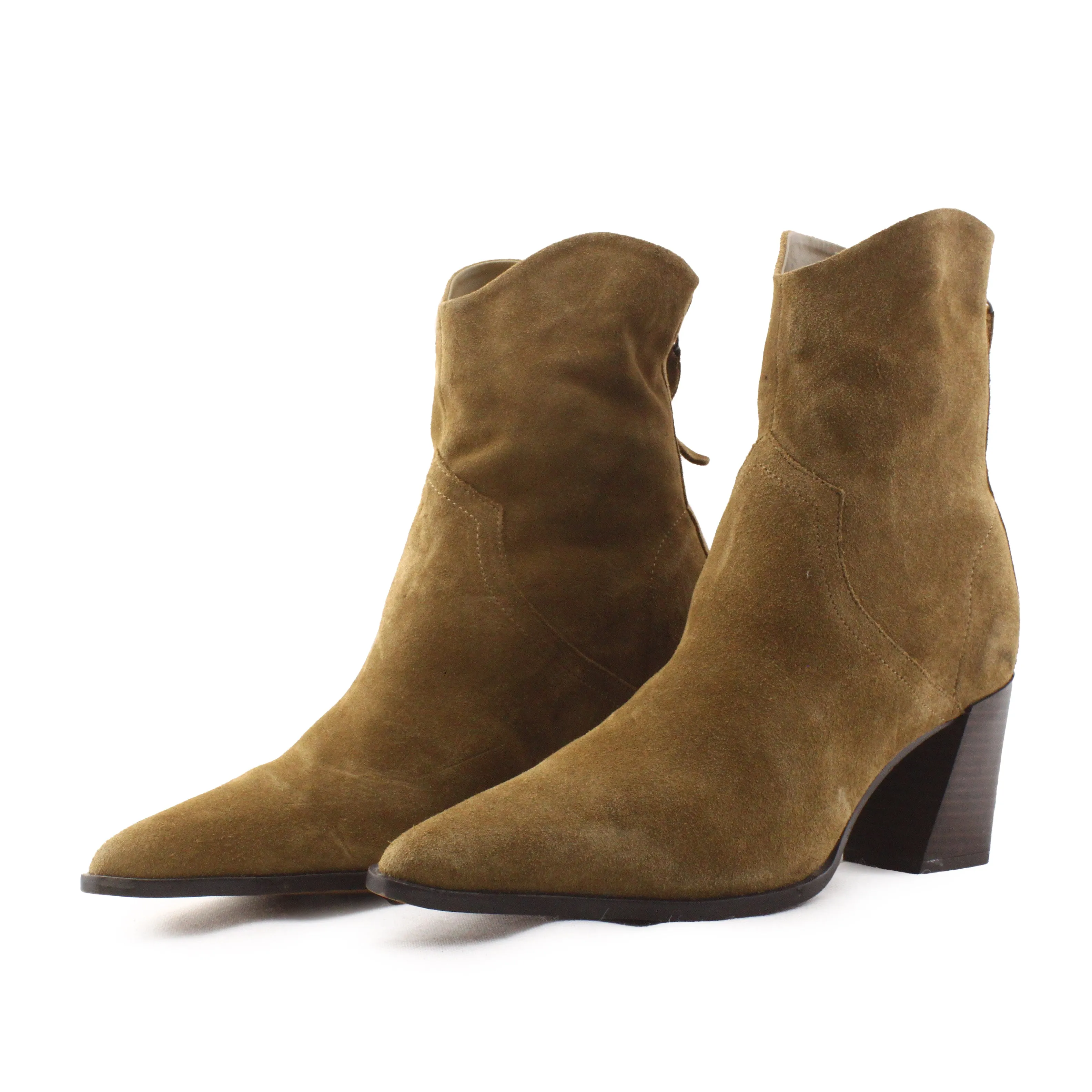 Zara Zipper Block Heels Ankle Boots | 100% Authentic Suede