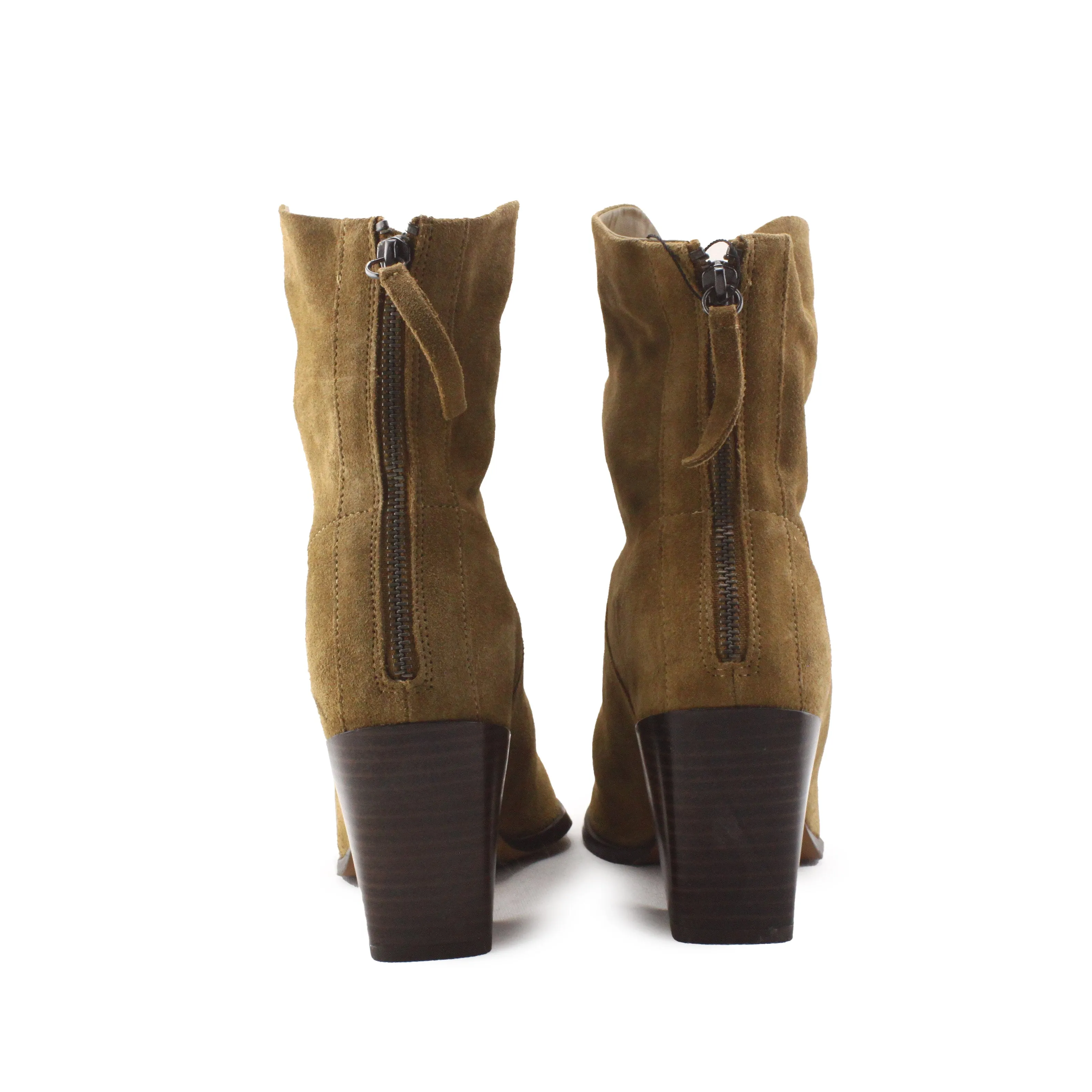 Zara Zipper Block Heels Ankle Boots | 100% Authentic Suede